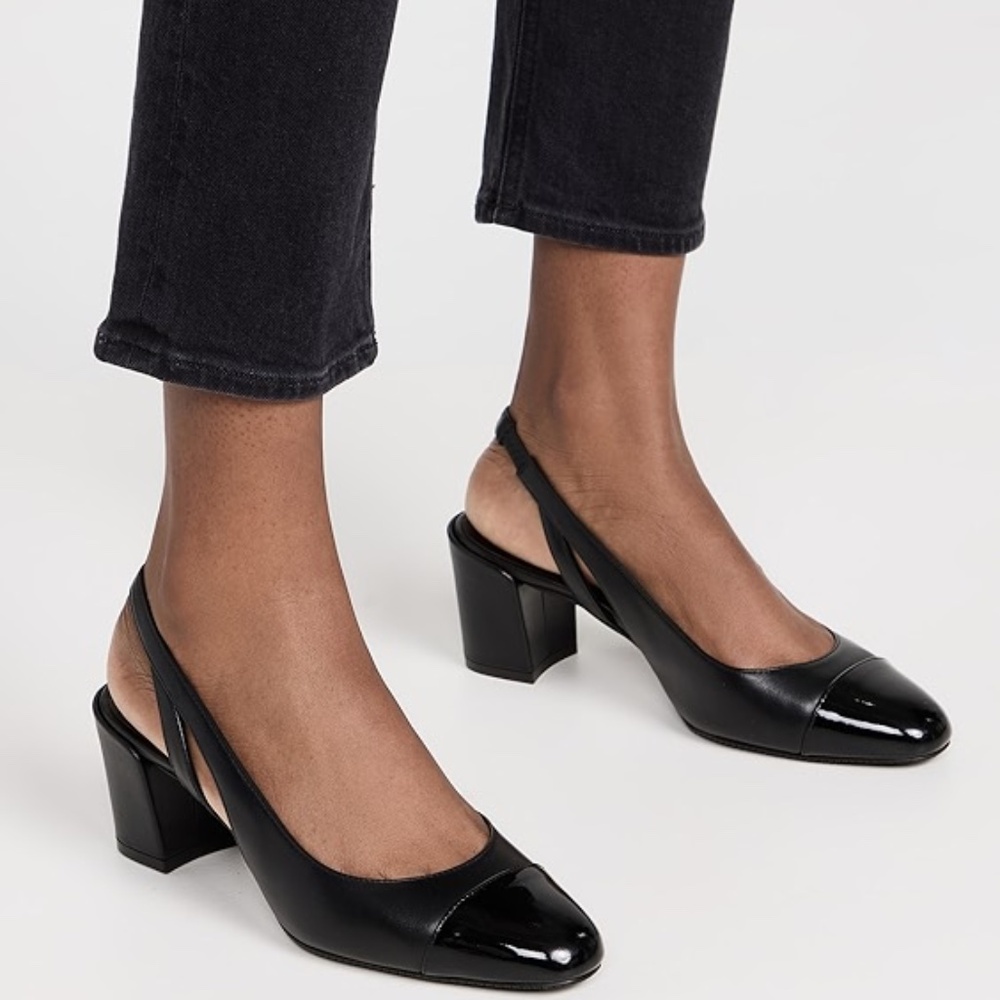 Stuart Weitzman Addy Suede And Patent Slingback P… - image 1